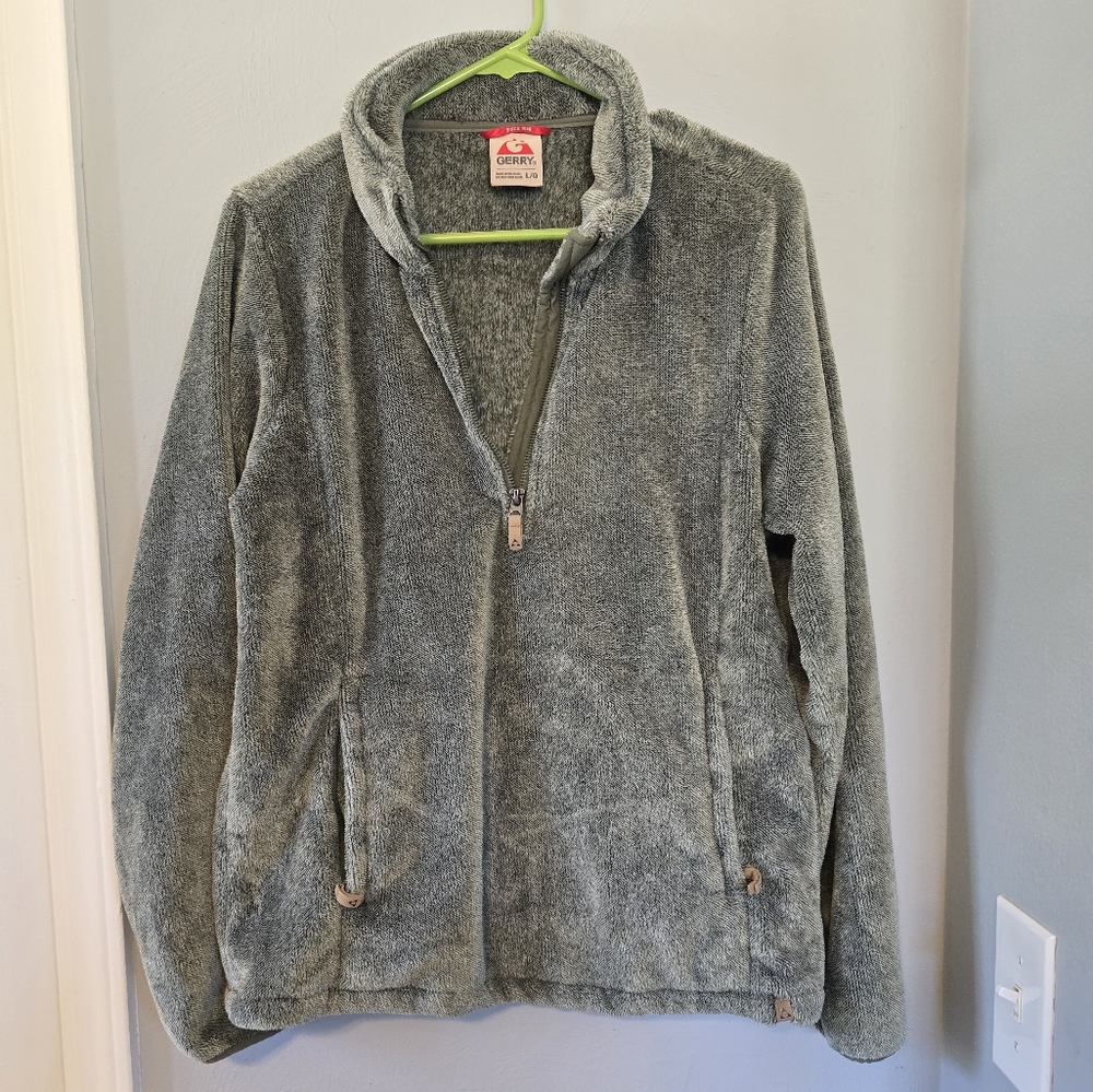 Green Fleece Zip-Up Jacket